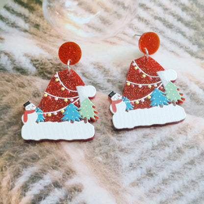 Adorable Acrylic Christmas Earrings With Rhinestones Variety