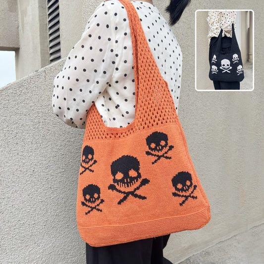 Knitted Skull Shoulder Bag