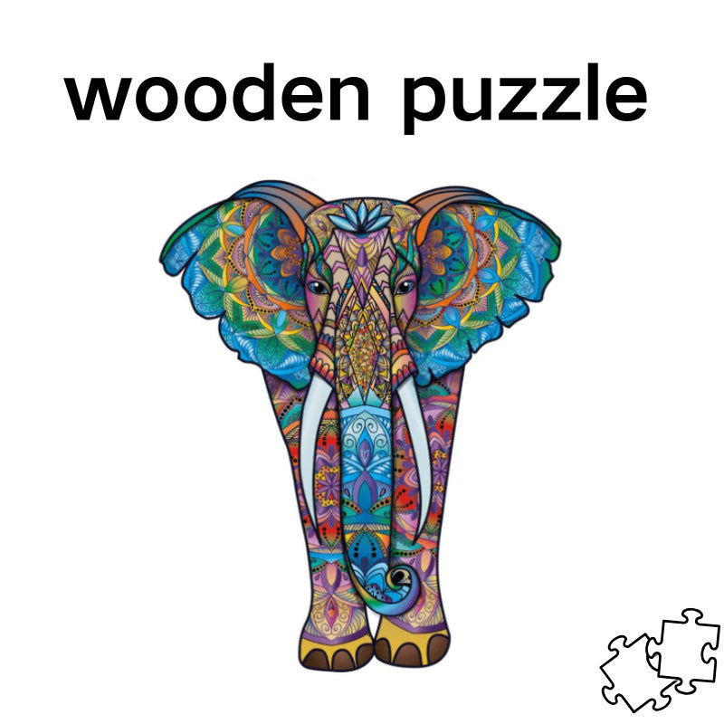 Majestic Colorburst Elephant Wooden Puzzles