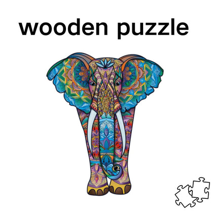 Majestic Colorburst Elephant Wooden Puzzles
