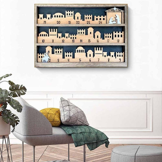 Wooden Multi-layer Nativity Advent Calendar