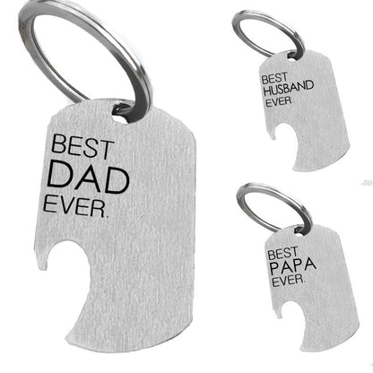 Stainless Steel Bottle Opener Keychain for Him (Papa, Dad, Husband)