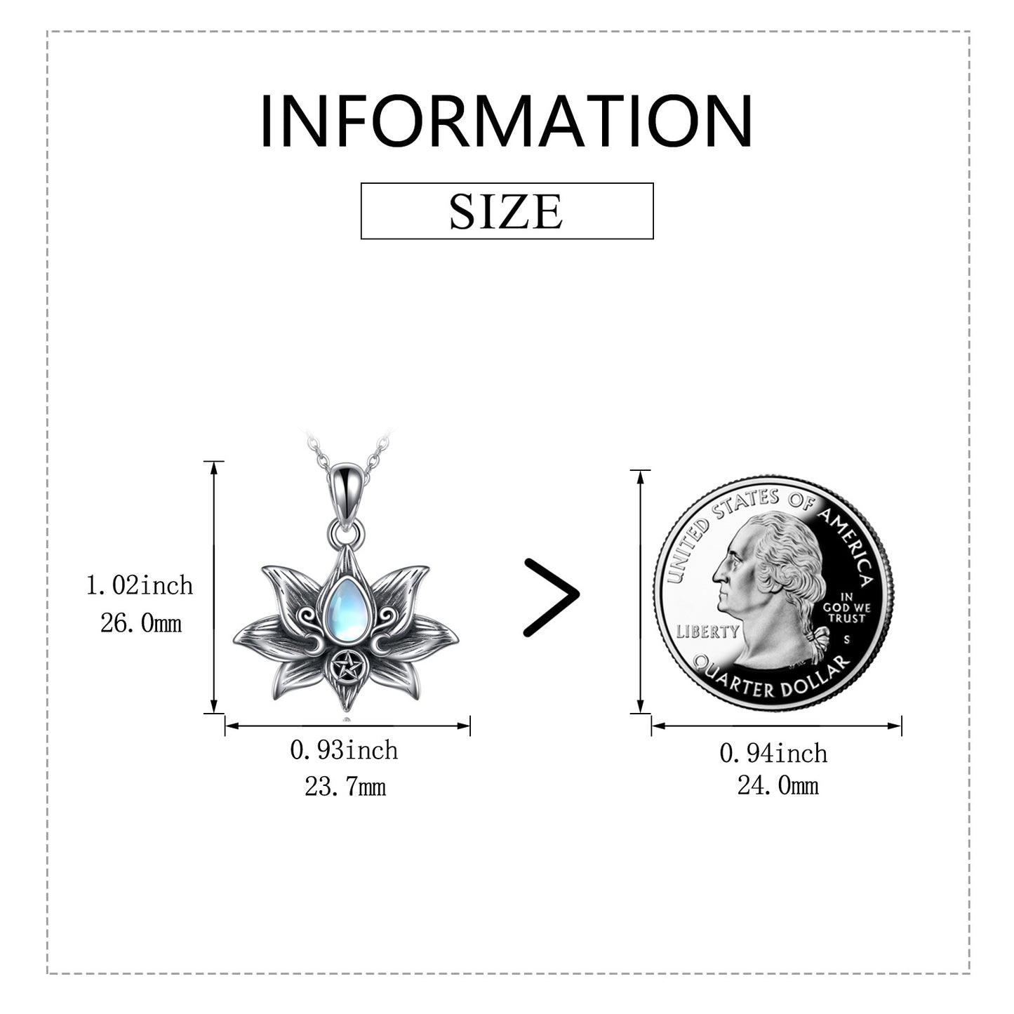 Triple Moon Goddess & Lotus Pendant with Moonstone Sterling Silver Necklace