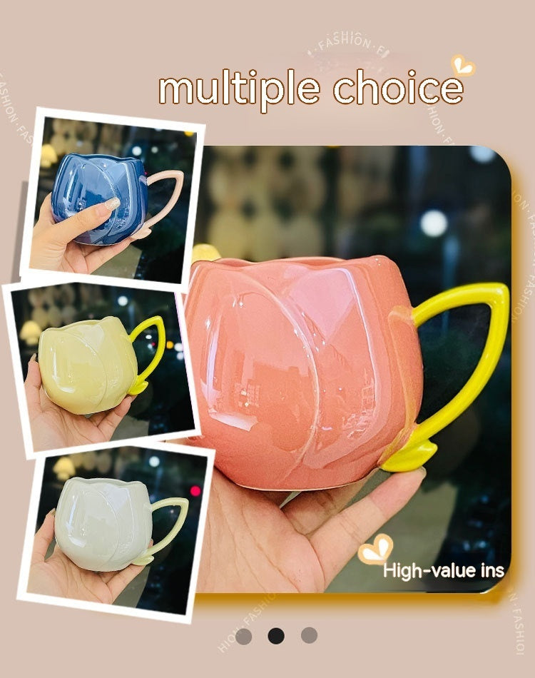 Ceramic Tulip-Style Mug With or Without Spoon