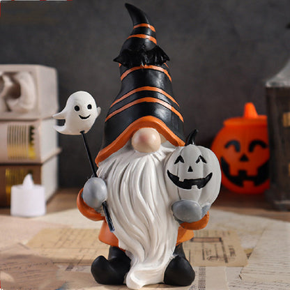 Halloween Pumpkin Gnome Resin Decor