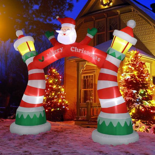 Christmas Candy Cane Arch with Santa LED Inflatable Decor