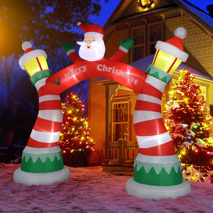 Christmas Candy Cane Arch with Santa LED Inflatable Decor