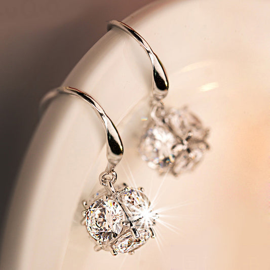 925 Silver Hexagonal Cube Elegant Earrings