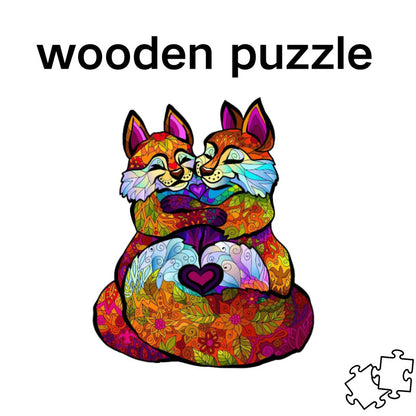 Wild Love Fox Couple Wooden Puzzles