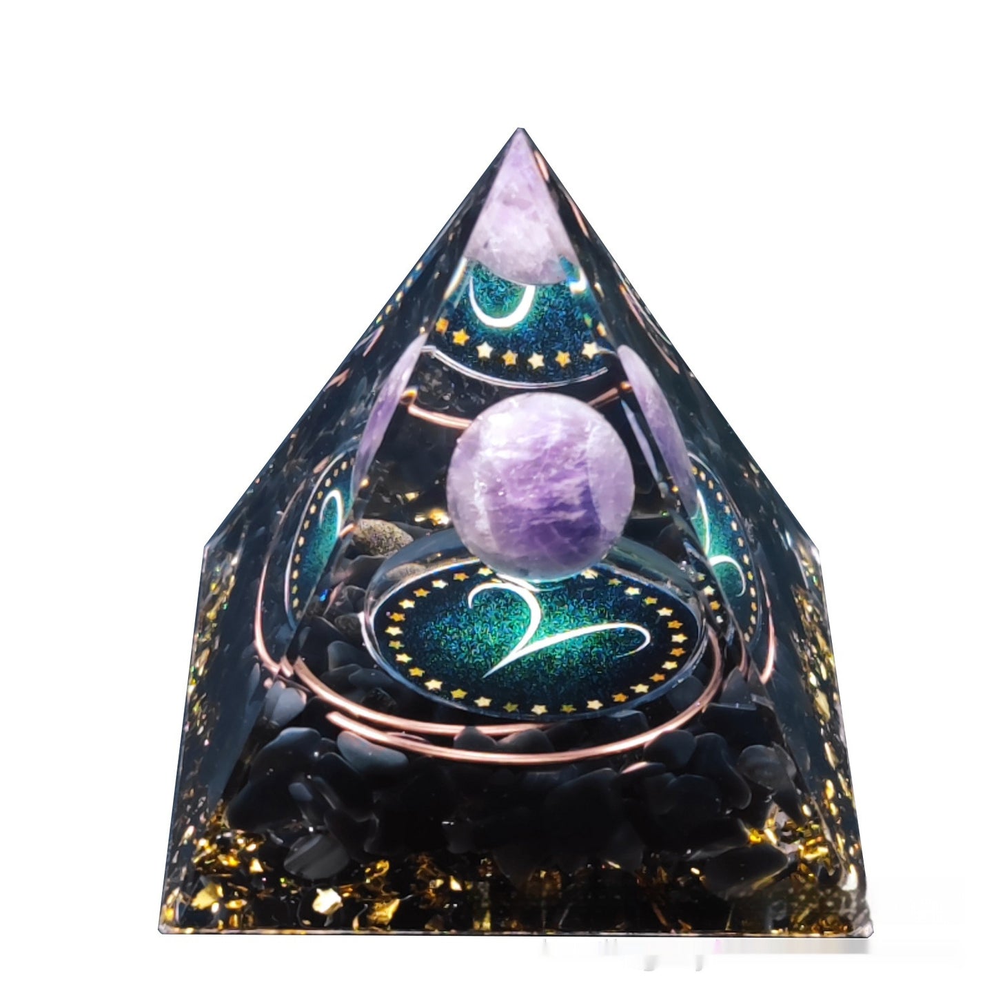 Zodiac Signs Amethyst Resin Pyramid