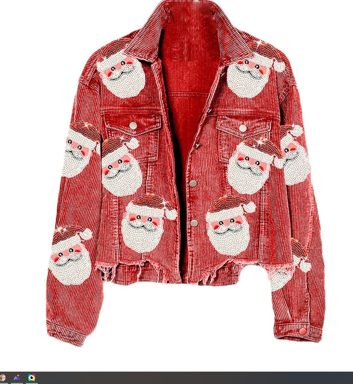 Women's Corduroy Sequined Christmas Jacket