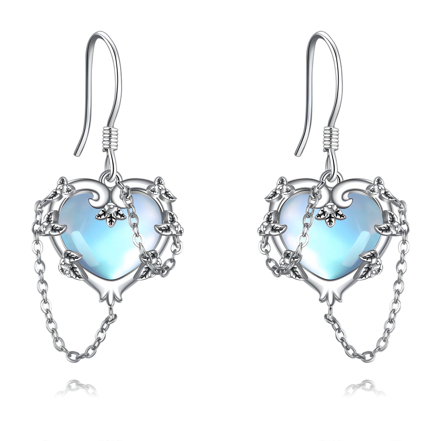 Witches Heart Moonstone Sterling Silver Earrings