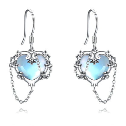 Witches Heart Moonstone Sterling Silver Earrings