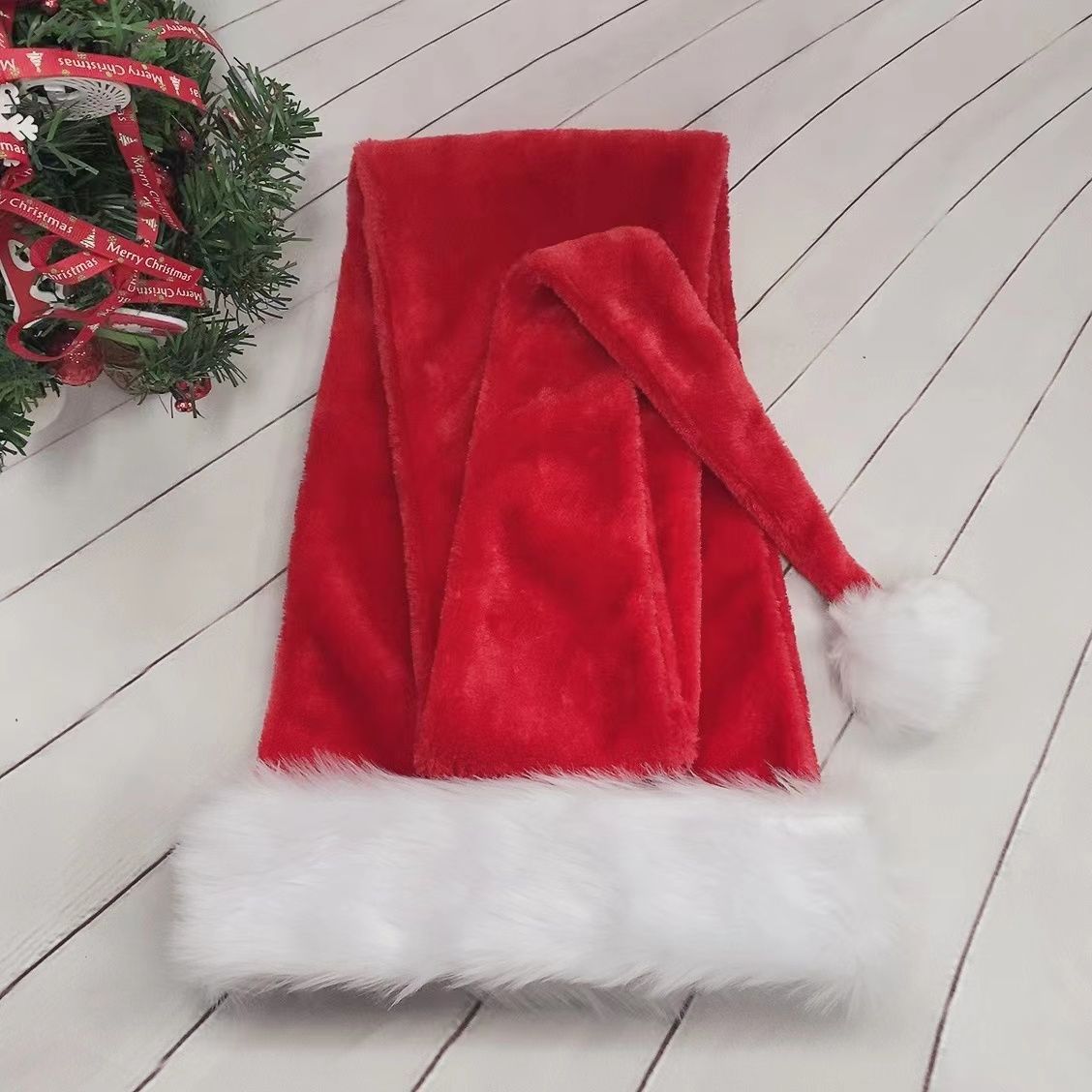 Extra Long Christmas Plush Santa Hat