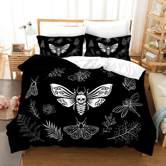 Dark Gothic Duvet Cover Set – Gothic Moths, Skeletons & Alternative Bedding Collection