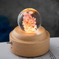 Flower Crystal Ball Night Lamp With Wooden Base