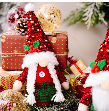 Christmas Sequined Cap Faceless Gnome Ornaments