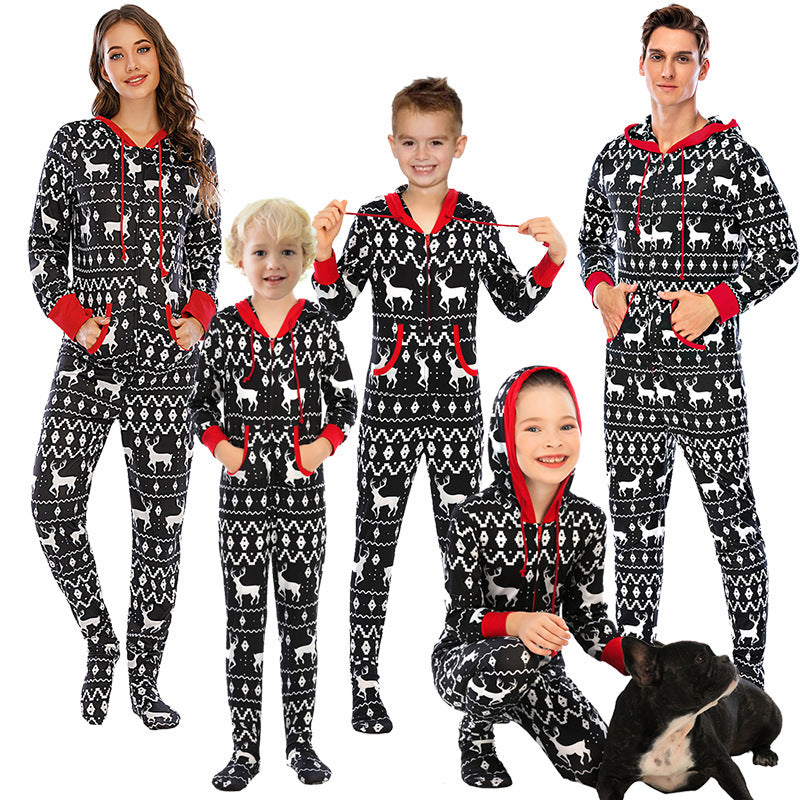 Festive Family Cozy Onesie Pajamas – Reindeer & Snowflake