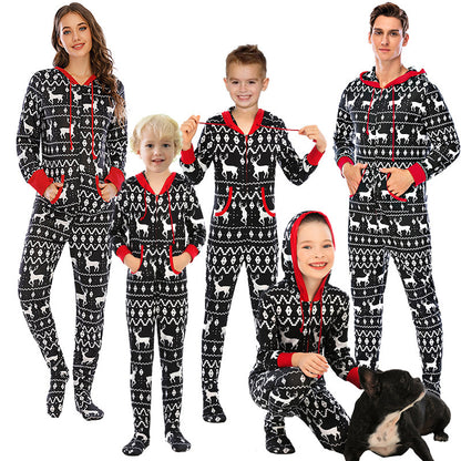 Festive Family Cozy Onesie Pajamas – Reindeer & Snowflake
