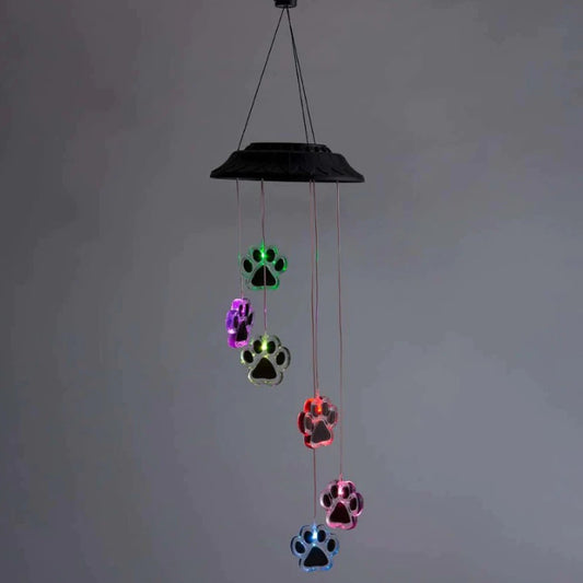 Solar Powered Paw Print Wind Chime