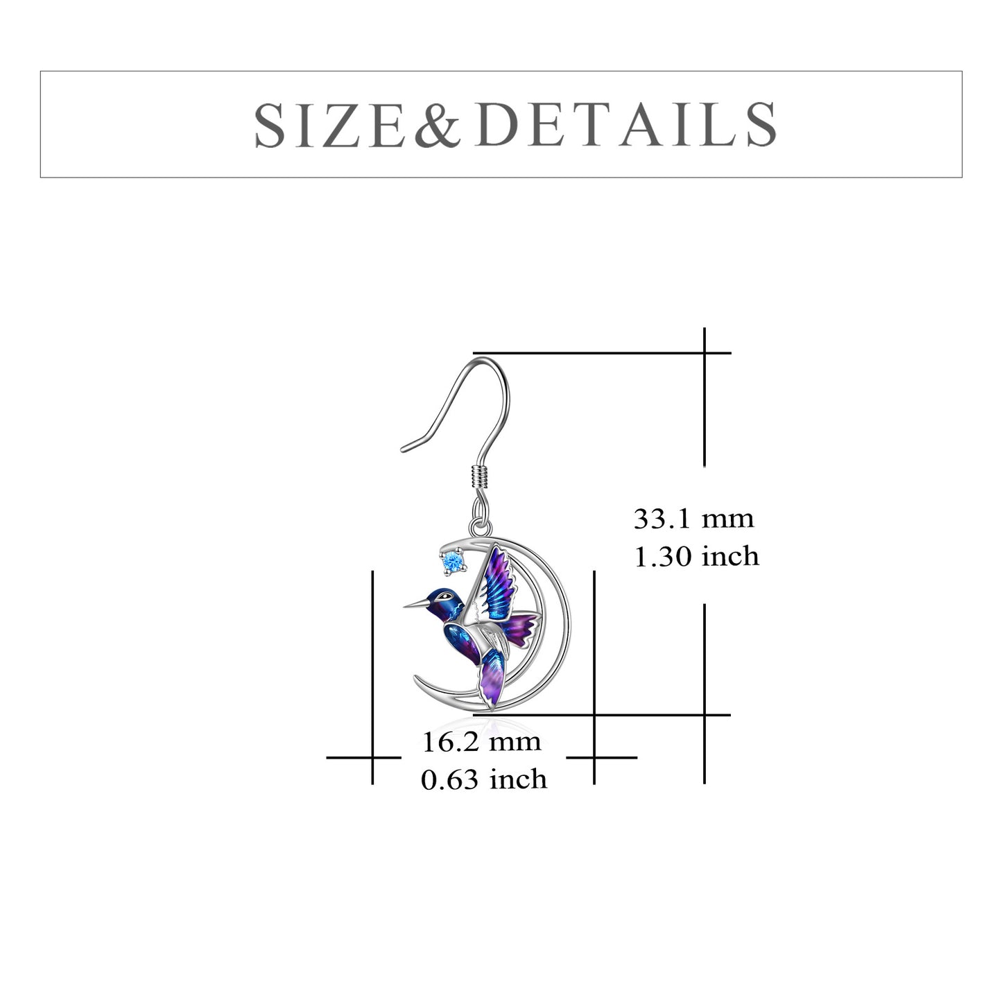 Sterling Silver Hummingbird Stud/Drop Earrings