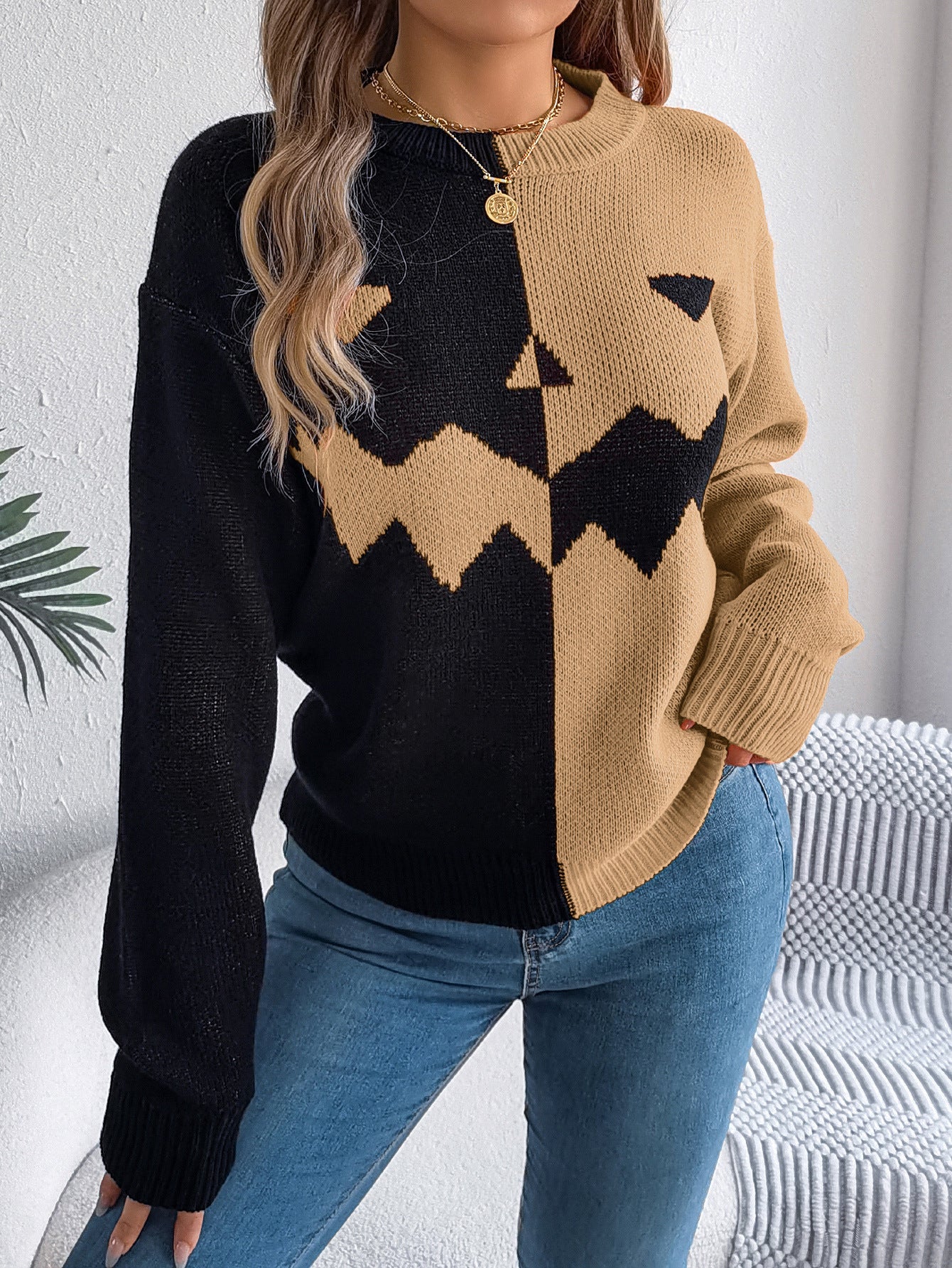 Halloween Contrasting Color Sweaters