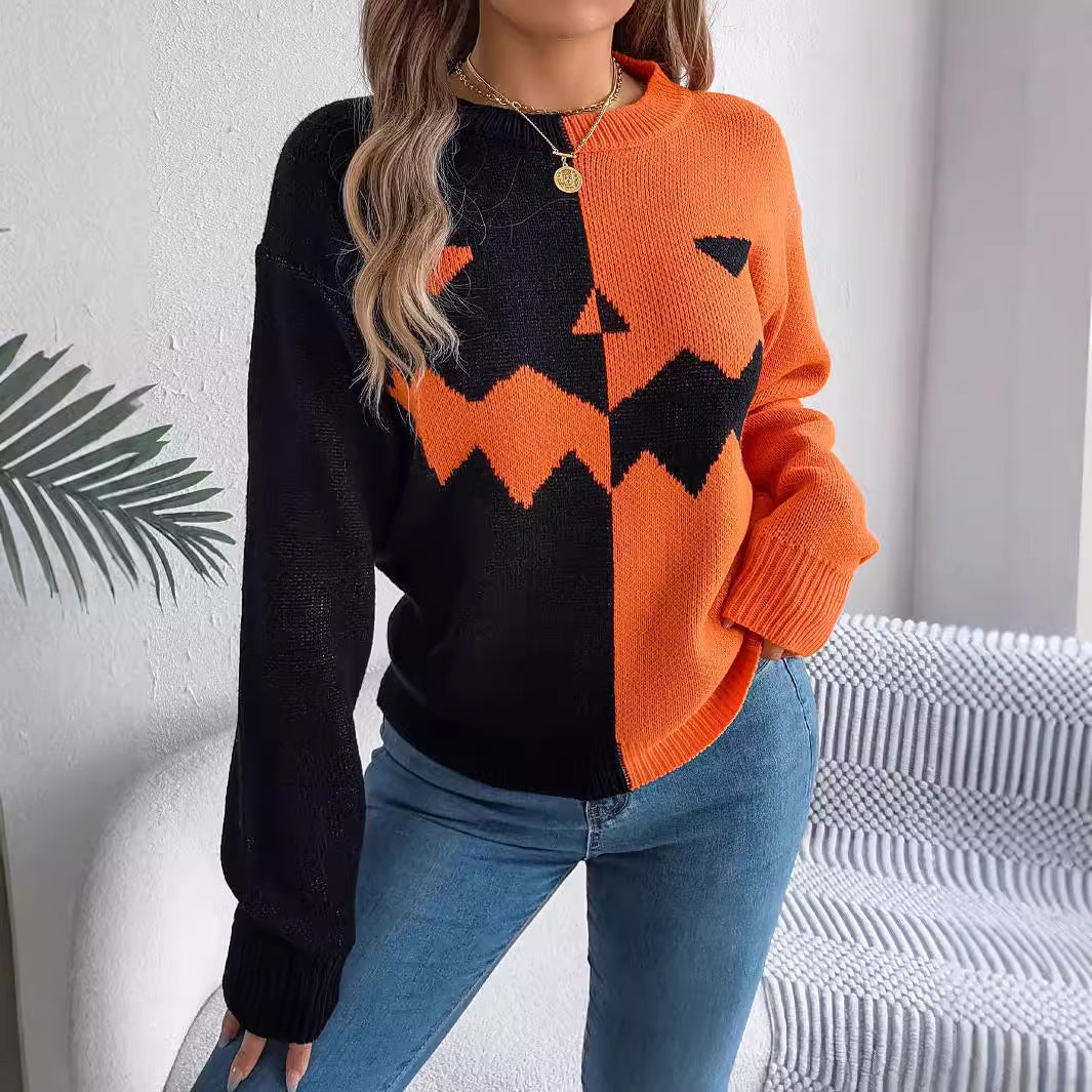 Halloween Contrasting Color Sweaters