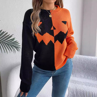 Halloween Contrasting Color Sweaters