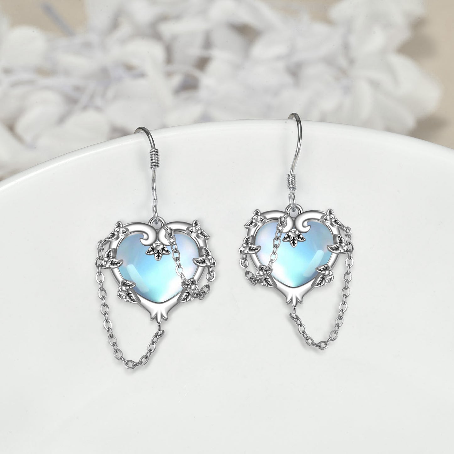 Witches Heart Moonstone Sterling Silver Earrings
