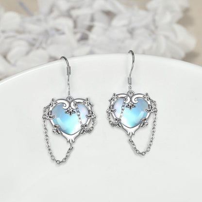Witches Heart Moonstone Sterling Silver Earrings