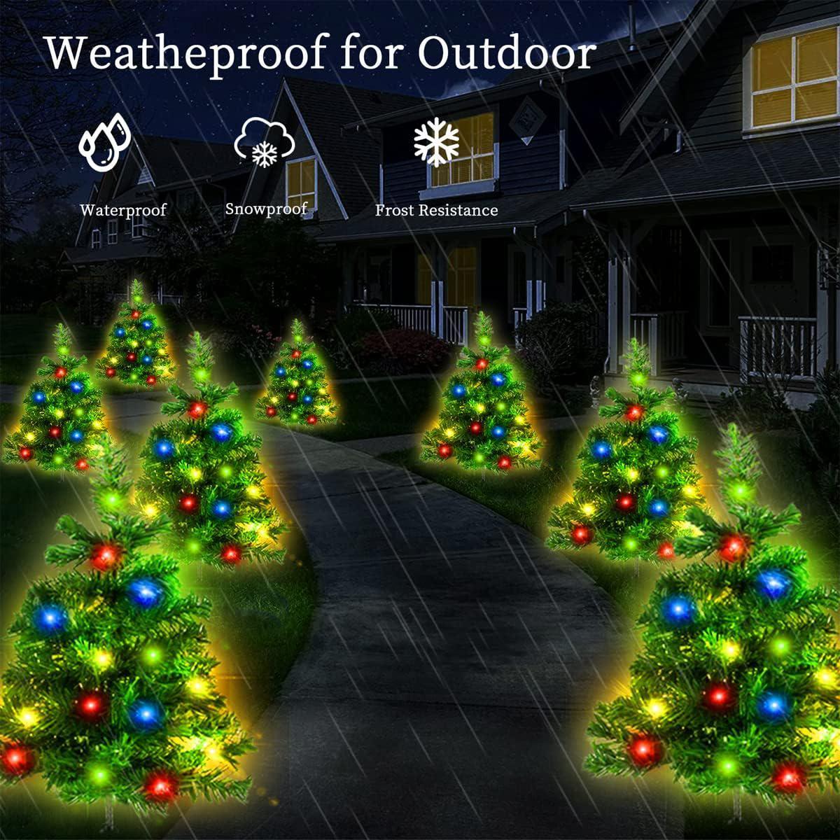 Multicolor LED Solar Christmas Trees – Pack of 2, 4, or 6