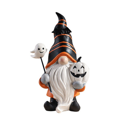 Halloween Pumpkin Gnome Resin Decor