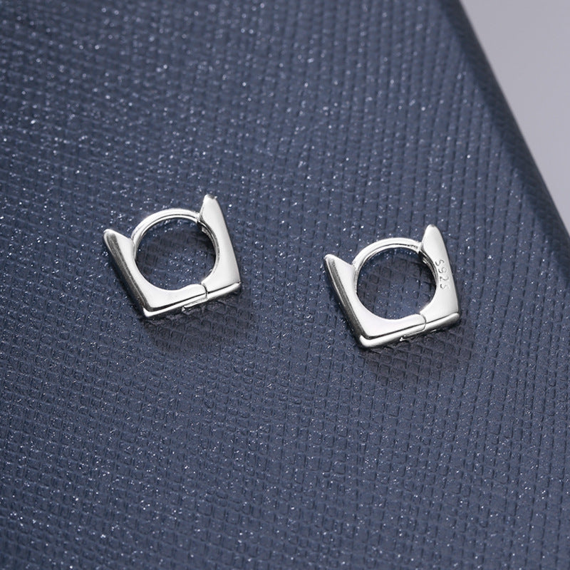 Sterling Silver Geometric  Square Earclip Earring