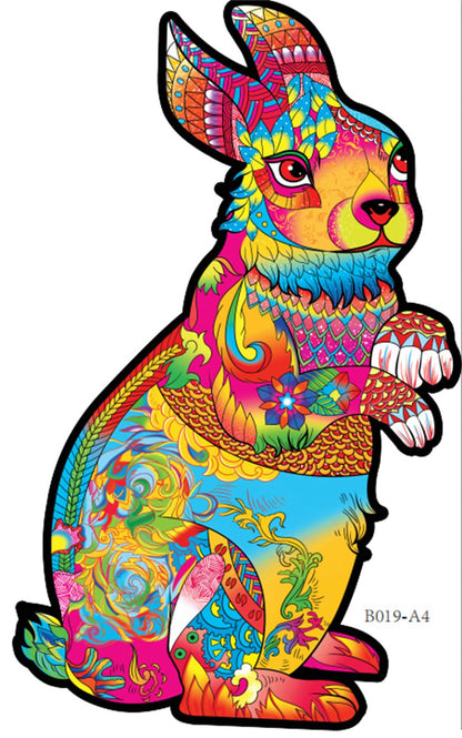 Colorful Rabbit Wooden Jigsaw Puzzle Collection