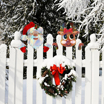 Holiday Outdoor Fence Decoration Set – Santa & Reindeer