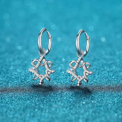 Sterling Silver/Moissanite Polygon Star Earrings