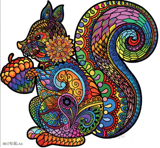 Colorful Squirrel Wooden Jigsaw Puzzle
