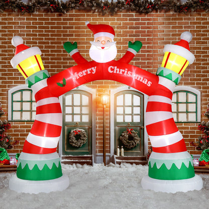 Christmas Candy Cane Arch with Santa LED Inflatable Decor