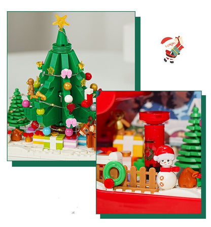 DIY Building Block Christmas Village within Mirror Cloud Lamp