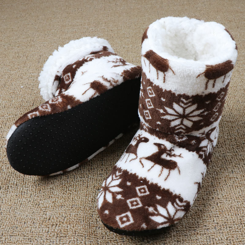 Thick Wool Christmas House Slippers