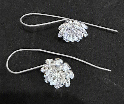Sterling Silver Lotus Flower Hook Earrings