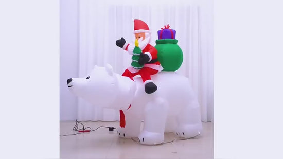 Inflatable Santa Claus Riding Polar Bear 2M Christ